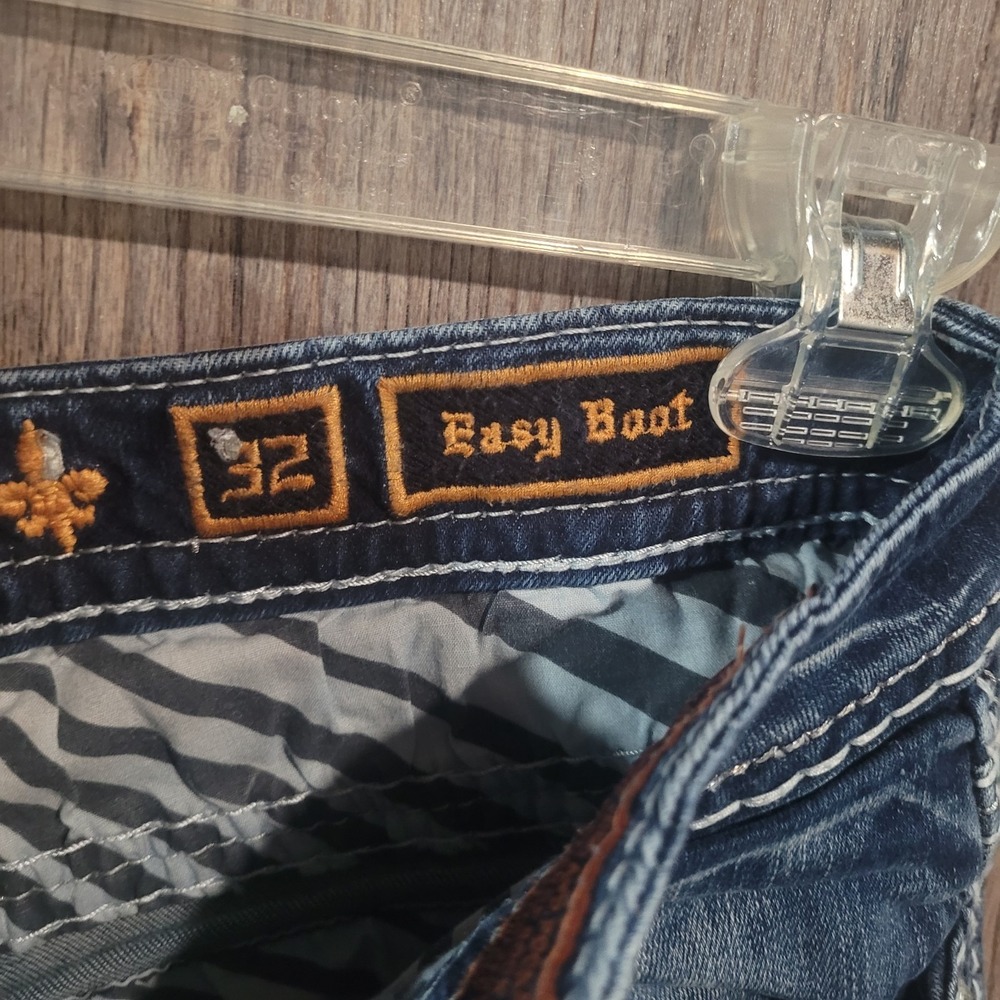 Rock Revival Glade Easy Bootcut Jeans 32 x 29.5 Embellished Rhinestone Pocket - Picture 12 of 14